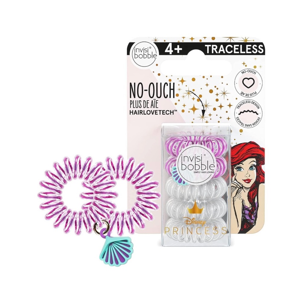 NWT-invisibobble Disney Princess Ariel 5-Pack No-Ouch Coil Hair Ties